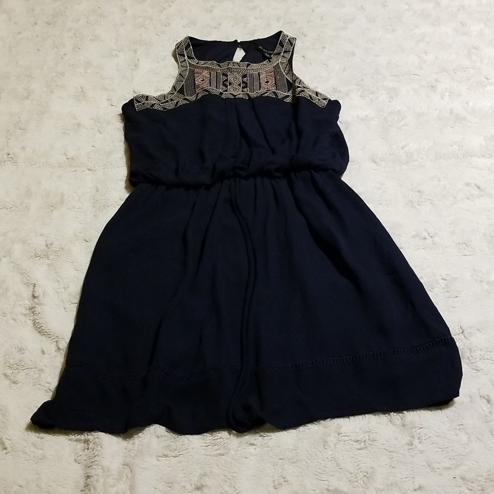 Jodi Kristopher Dress Women Size Small Blue Sleeveless Embroidered Boho